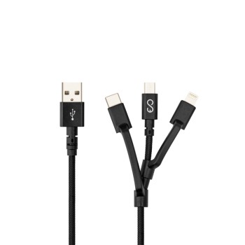 Cabo 3in1 (Lightining Connetor) USB-C & Micro USB Black (Ep)